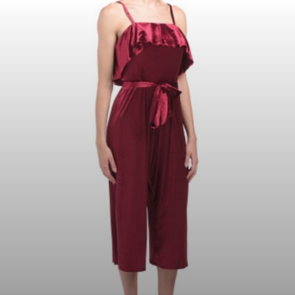 Avec Les Filles Red Velvet Jumpsuit